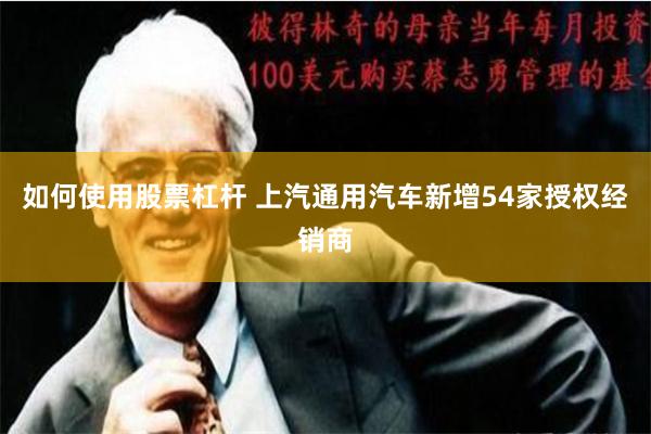如何使用股票杠杆 上汽通用汽车新增54家授权经销商